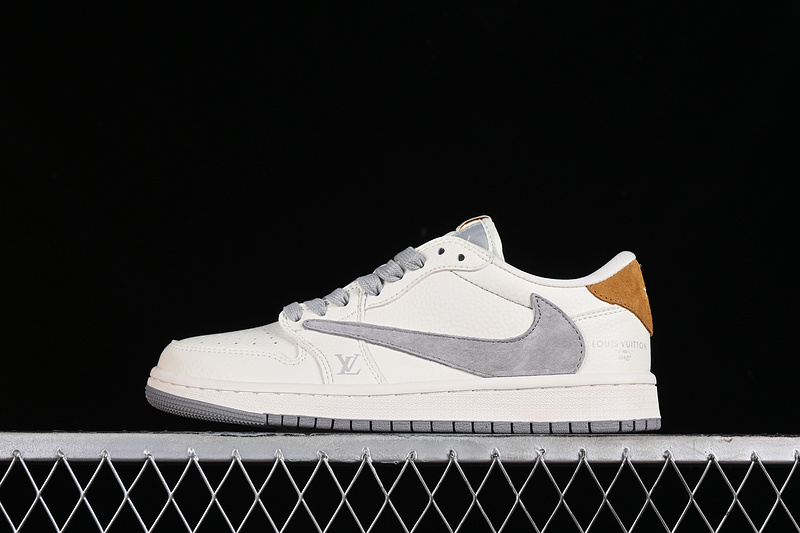 Nike Air Jordan 1 Low OG SP Travis Scott Fragment Design LV White Grey Sneakers
