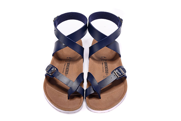 Birkenstock Single Button Navy Ringfinger Matte Leather Sandals
