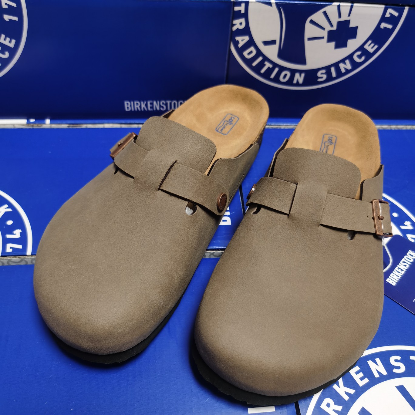 Birkenstock Khaki Scrub Leather Clog Shoes