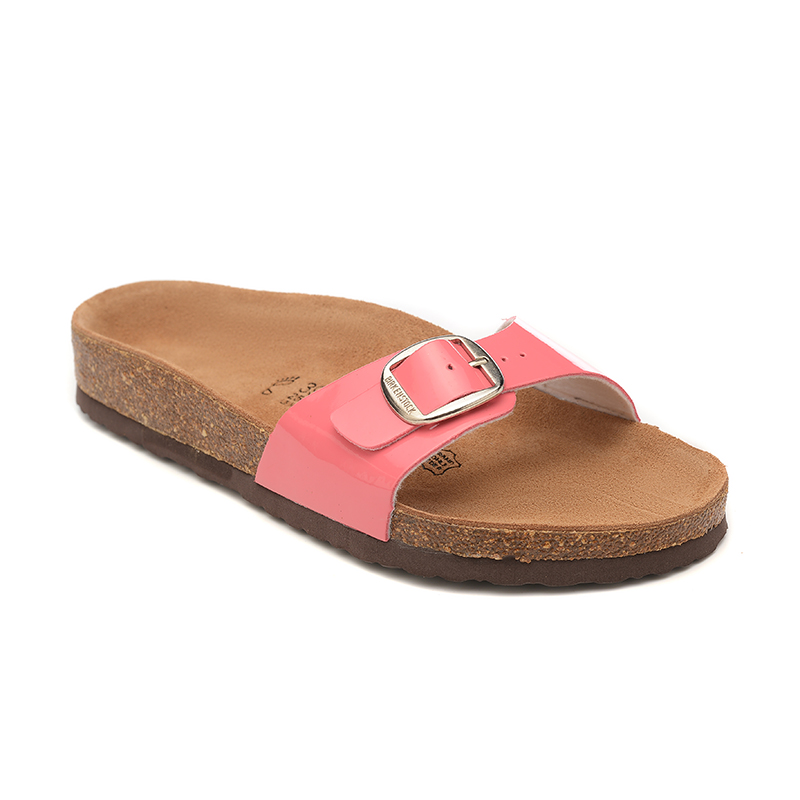 Birkenstock Single Button Pinkish Orange Matte Leather Slippers