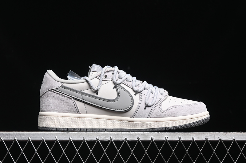 Travis Scott Fragment Design Nike Air Jordan 1 Low The North Face OG SP Grey Sole Grey White Sneakers