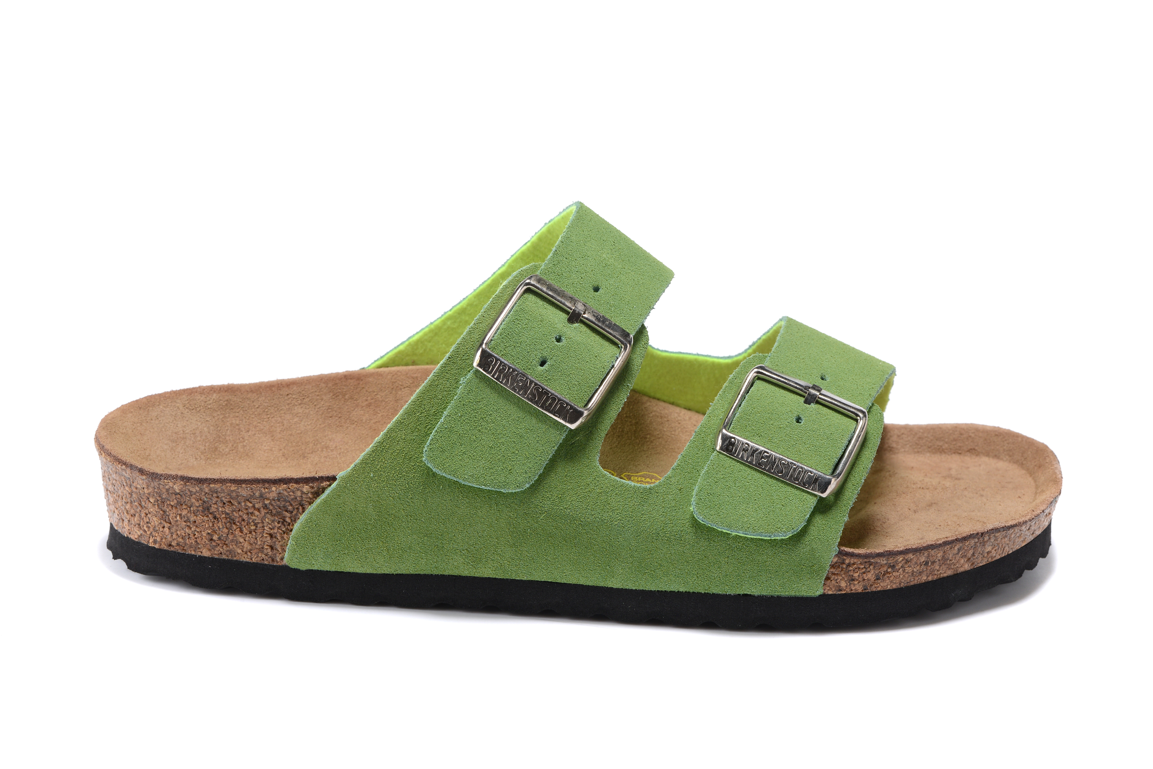 Birkenstock Arizona Apple Green Two Buckle Suede Leather Sandal