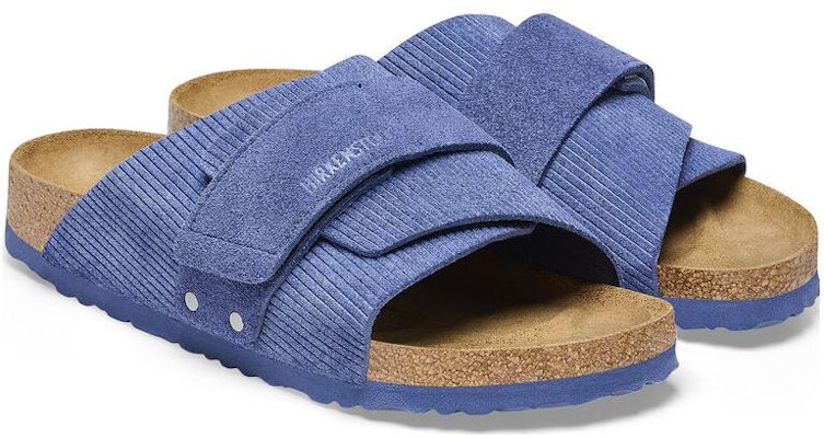 Birkenstock Kyoto Corduroy Indigo Suede Embossed Narrow Fit 1025704 Fashion Slippers