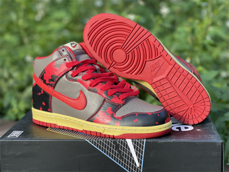 Nike Dunk High 1985 Retro Red Black Acid Wash Sneakers