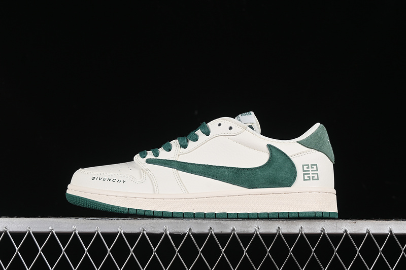 Travis Scott Fragment Design Nike Air Jordan 1 Low OG SP Green White Sneakers