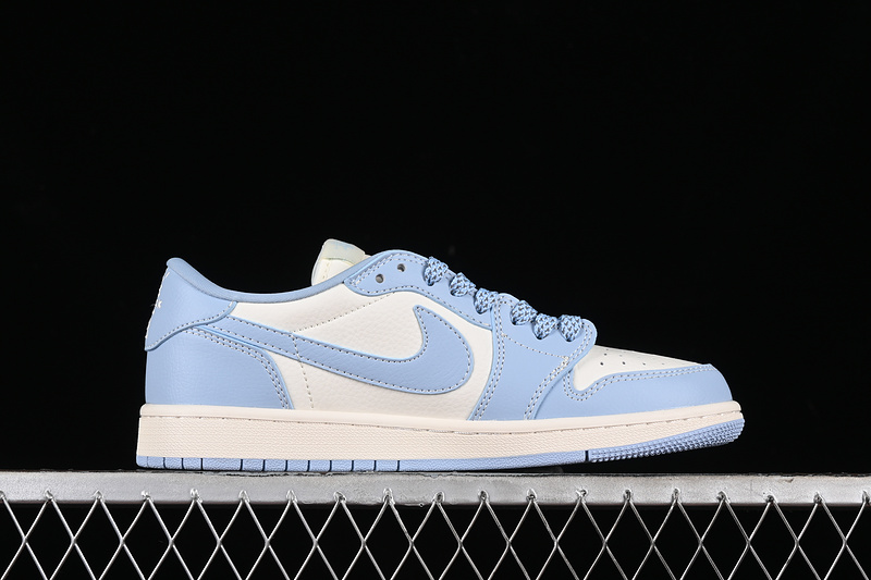 Nike Air Jordan 1 Low OG SP Travis Scott Fragment Design White Cream Blue Sneakers