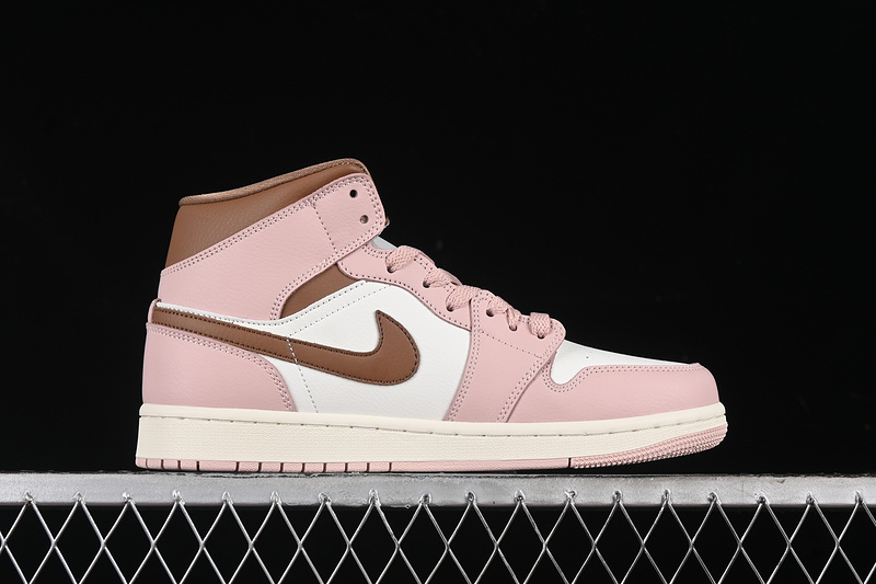 Nike Air Jordan 1 Mid Oxford Sail Archaeo Brown White Pink Sneakers