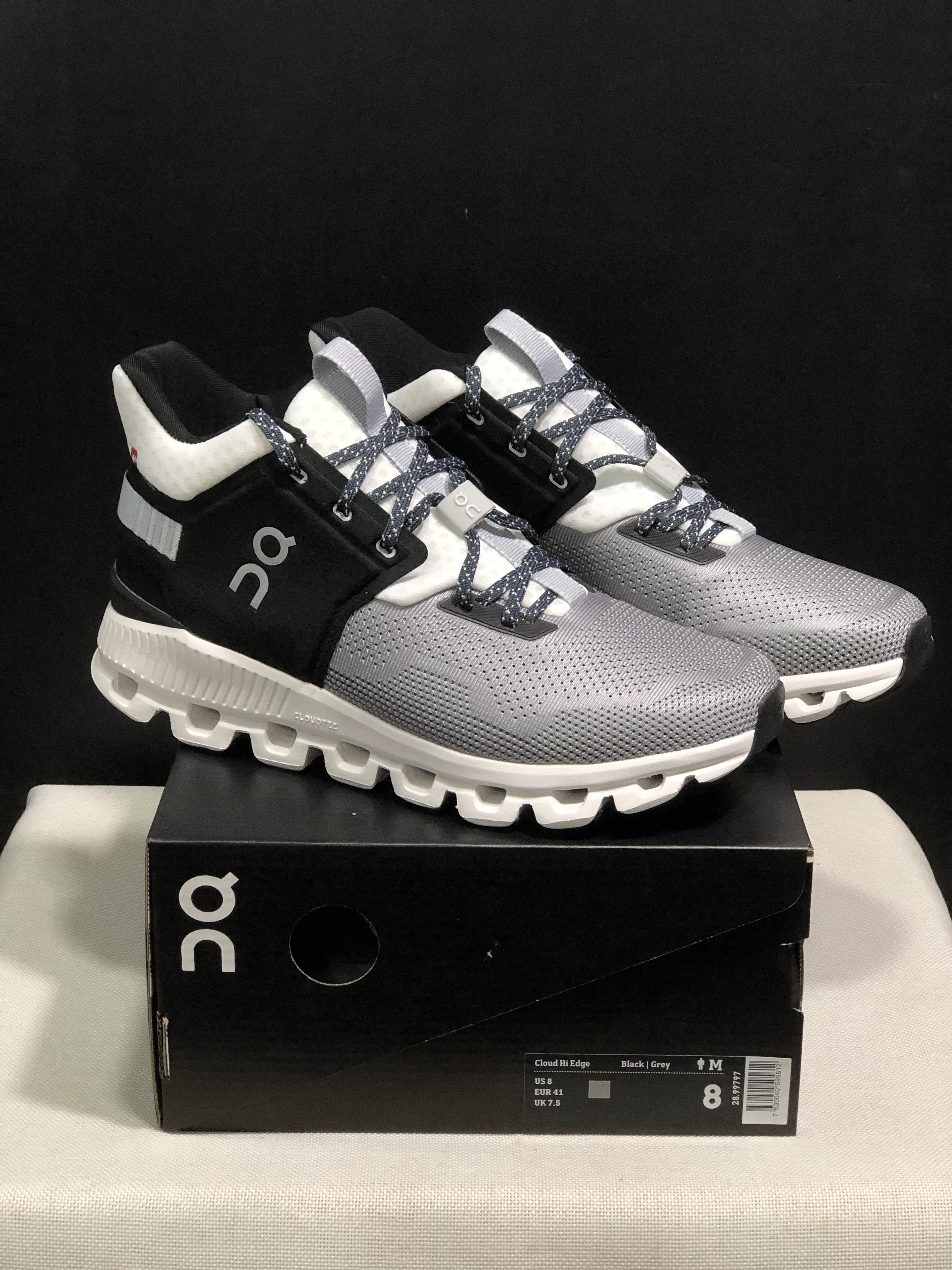 On Running Cloud Hi Edge Outdoor Training Running Shoes Silver Gray/Black