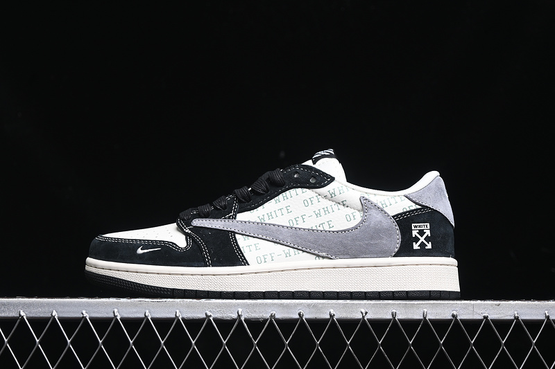 Travis Scott Fragment Design Nike Air Jordan 1 Low OG SP Off White Grey Black Sneakers