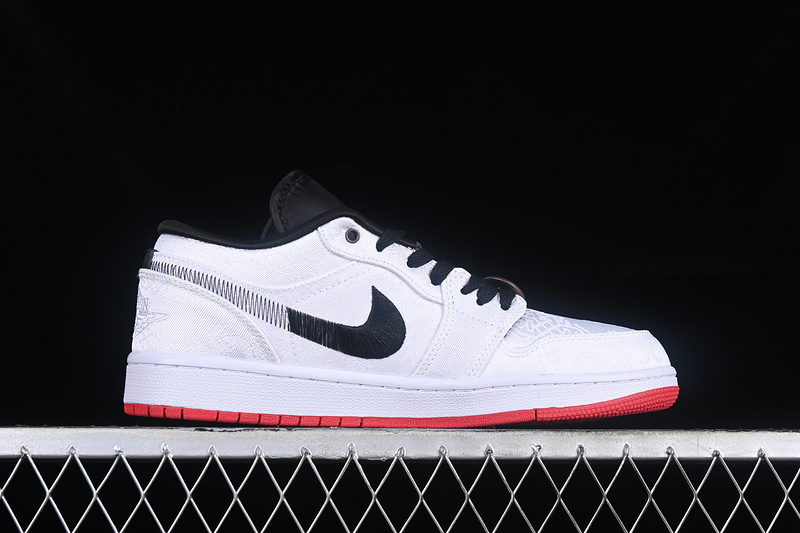 Clot Nike Air Jordan 1 Low SE Fearless White Black Red Sole Sneakers