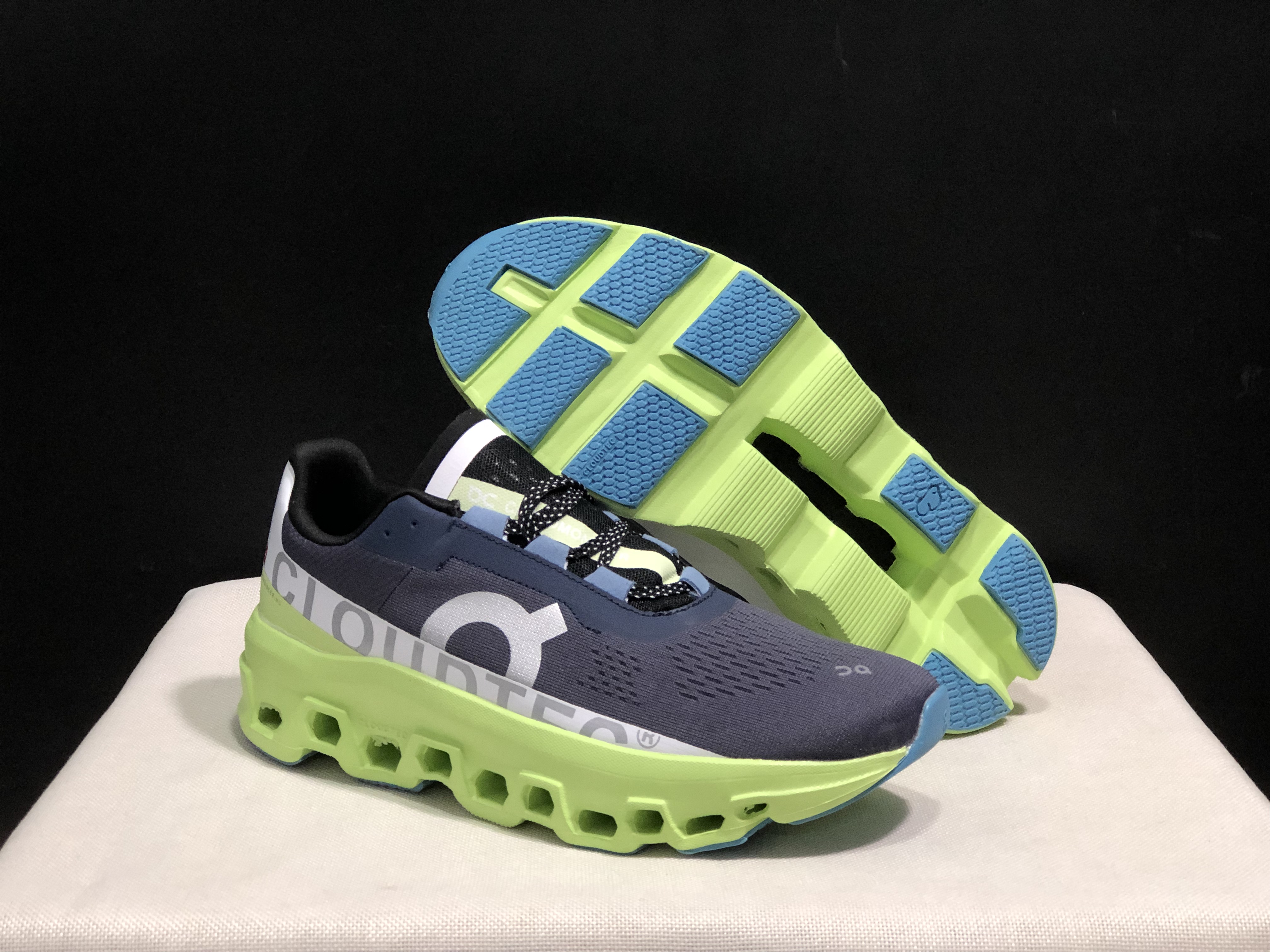 On Running Cloudmonster Anti-Slip Running Shoes Dark Blue/Green