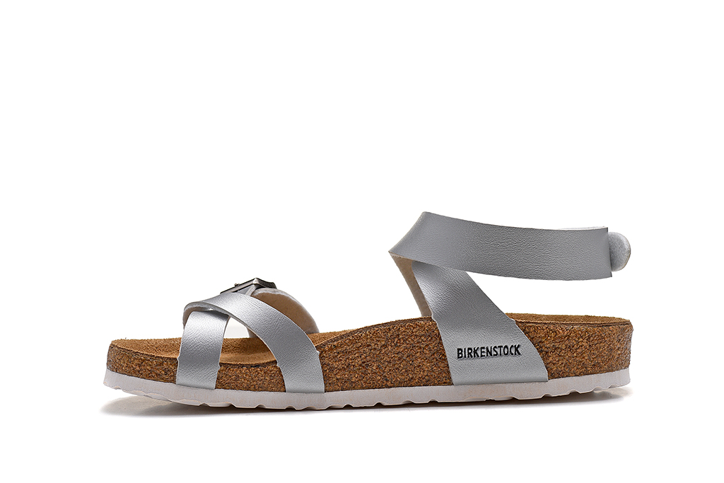 Birkenstock Single Button Silver Ringfinger Matte Leather Sandals