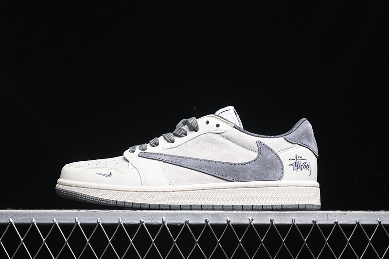 Travis Scott Fragment Design Nike Air Jordan 1 Low OG SP Grey White Casual Fashion Sneakers