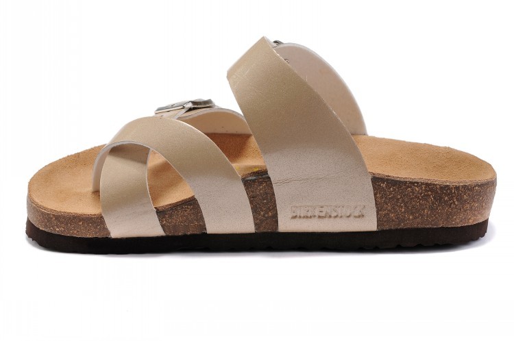 Birkenstock Two-Button Ringfinger Rose Gold Matte Leather Slippers