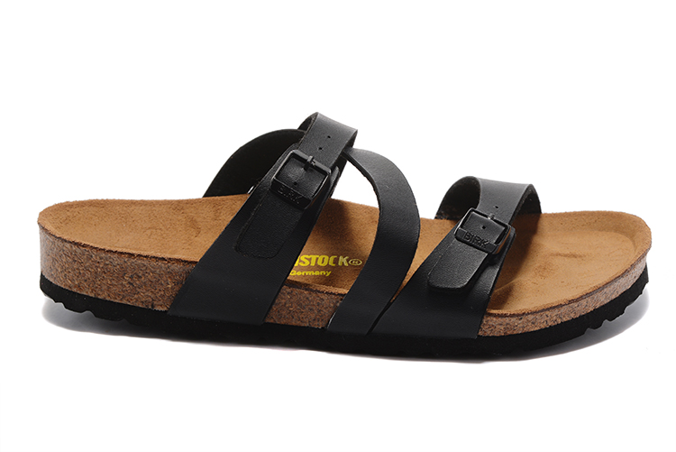 Birkenstock Black Thin Belt Double Buckle Matte Leather Sandals