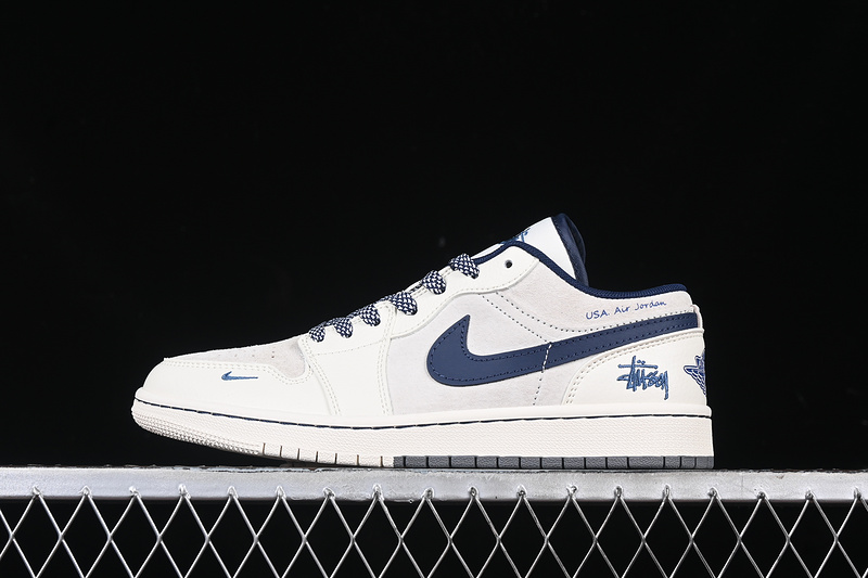 Nike Air Jordan 1 Low Blue Grey White Casual Sneakers