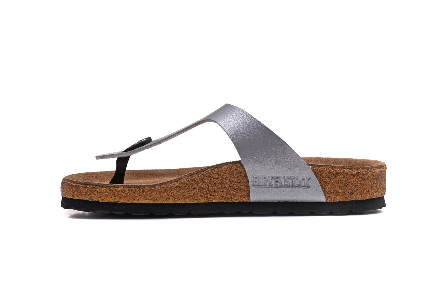 Birkenstock Silver Casual Matte Leather Flip Flops