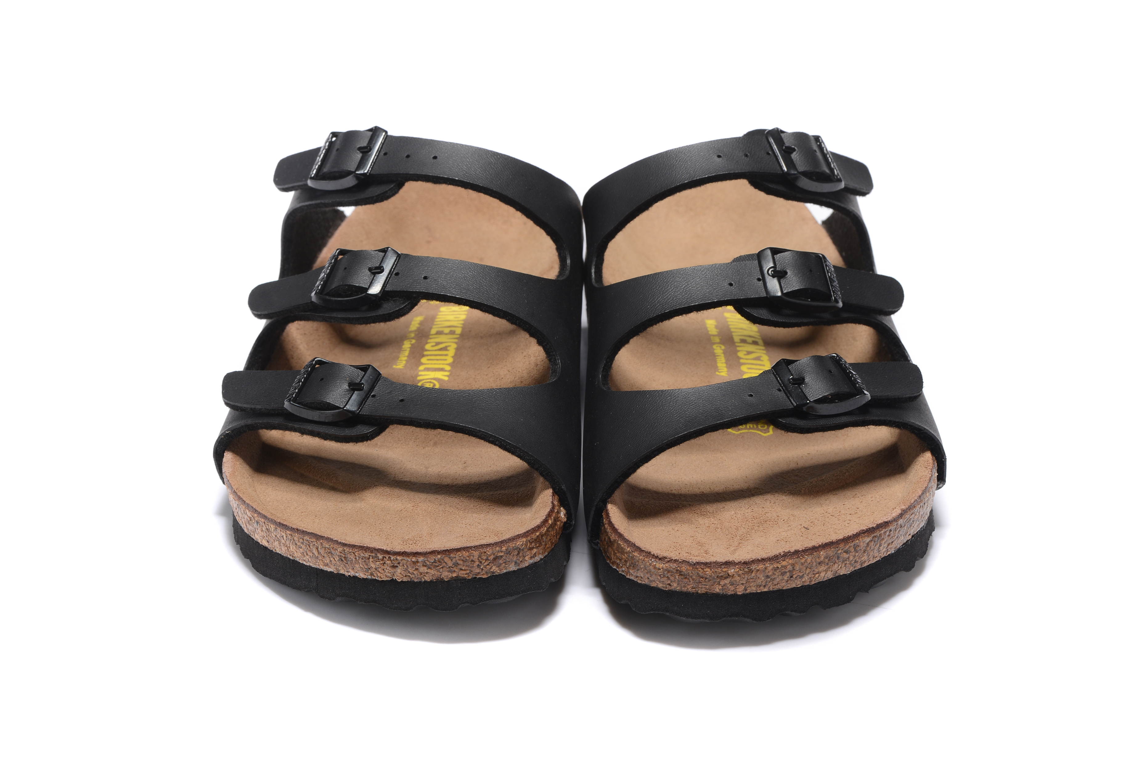 Birkenstock Florida Black Three-Breasted Matte Leather Sandals