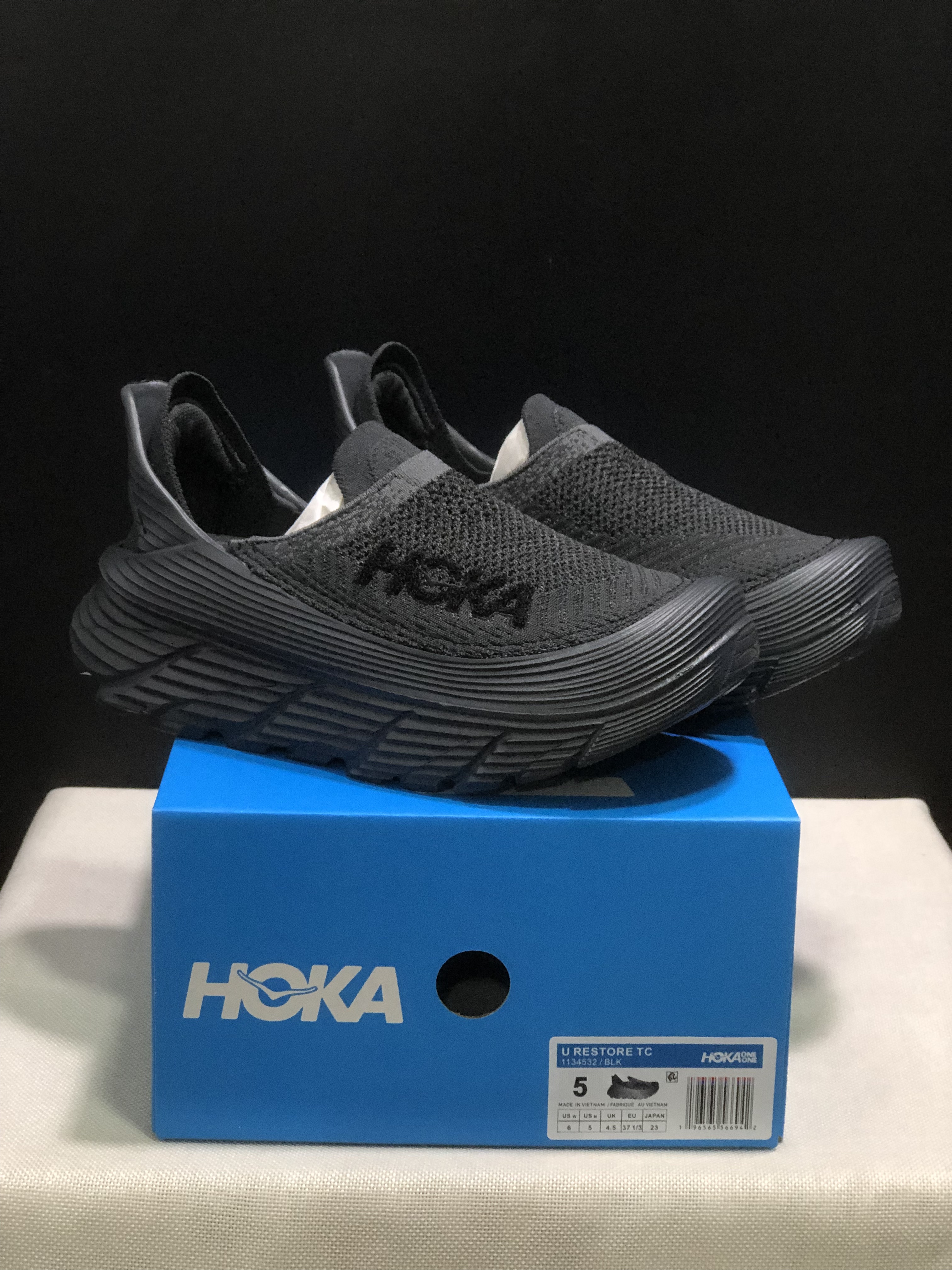 Hoka One One Restore TC Elastic Comfortable Low-top Running Shoes Sneakers Black