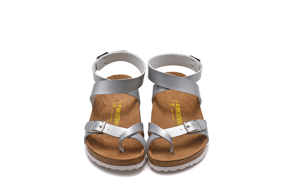 Birkenstock Single Button Silver Ringfinger Matte Leather Sandals
