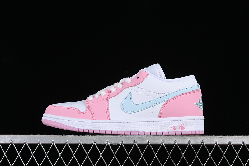 Nike Air Jordan 1 Low White Pink Blue Sneakers