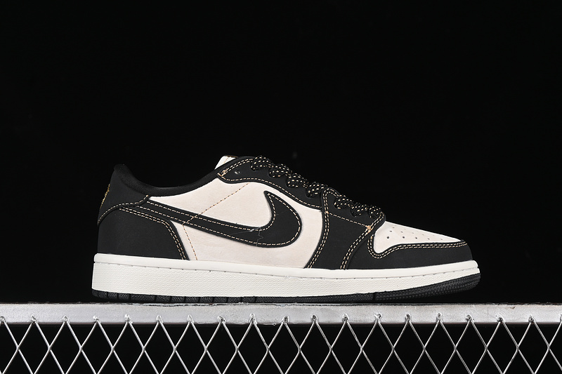 Nike Air Jordan 1 Low OG SP Travis Scott Fragment Design Black White Gold Sneakers