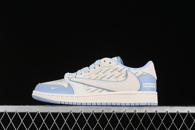 Nike Air Jordan 1 Low OG SP Travis Scott Fragment Design Supreme White Blue Sneakers