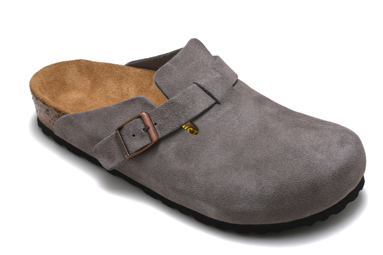 Birkenstock Grey Scrub Leather Clog Shoes