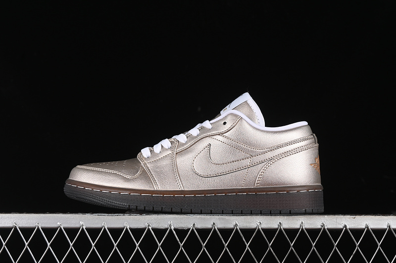 Nike Air Jordan 1 Low Summit White Brown Metal Zinc Sneakers