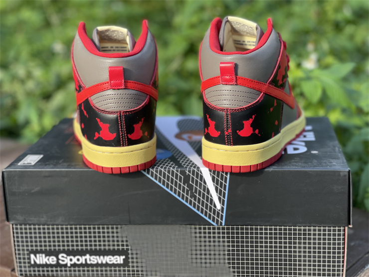 Nike Dunk High 1985 Retro Red Black Acid Wash Sneakers