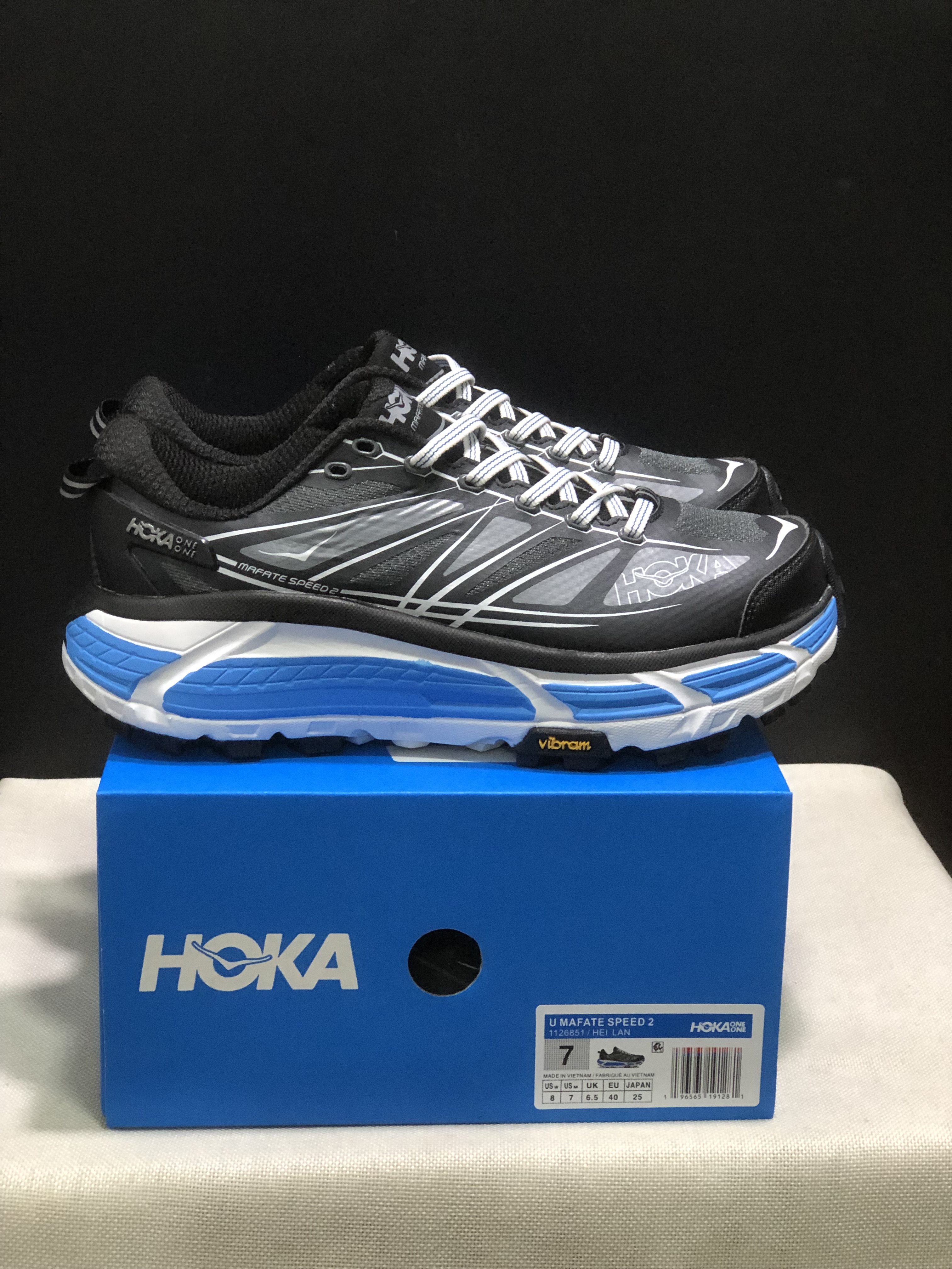 Hoka One One Mafate Speed 2 Mountain Anti-slip Running Shoes Sneakers Black/Blue