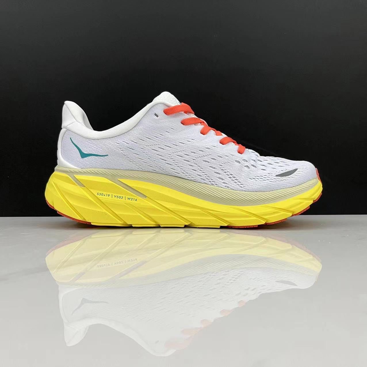 Hoka One One Clifton 8 Fashion Shoes Shock-absorbing Sneakers White/Yellow