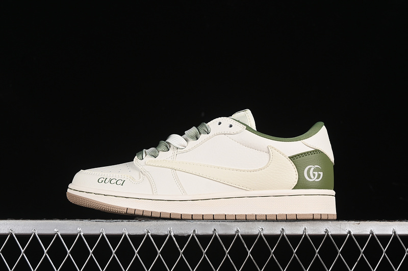 Nike Air Jordan 1 Low OG SP Off-White Travis Scott Fragment Design White Green Khaki Soles Sneakers