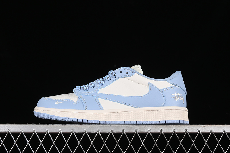 Nike Air Jordan 1 Low OG SP Travis Scott Fragment Design White Cream Blue Sneakers