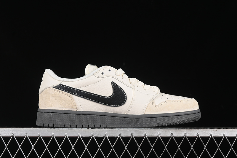 Nike Air Jordan 1 Low Givenchy Travis Scott Fragment Design OG SP Dark Grey Sole Beige White Black Sneakers