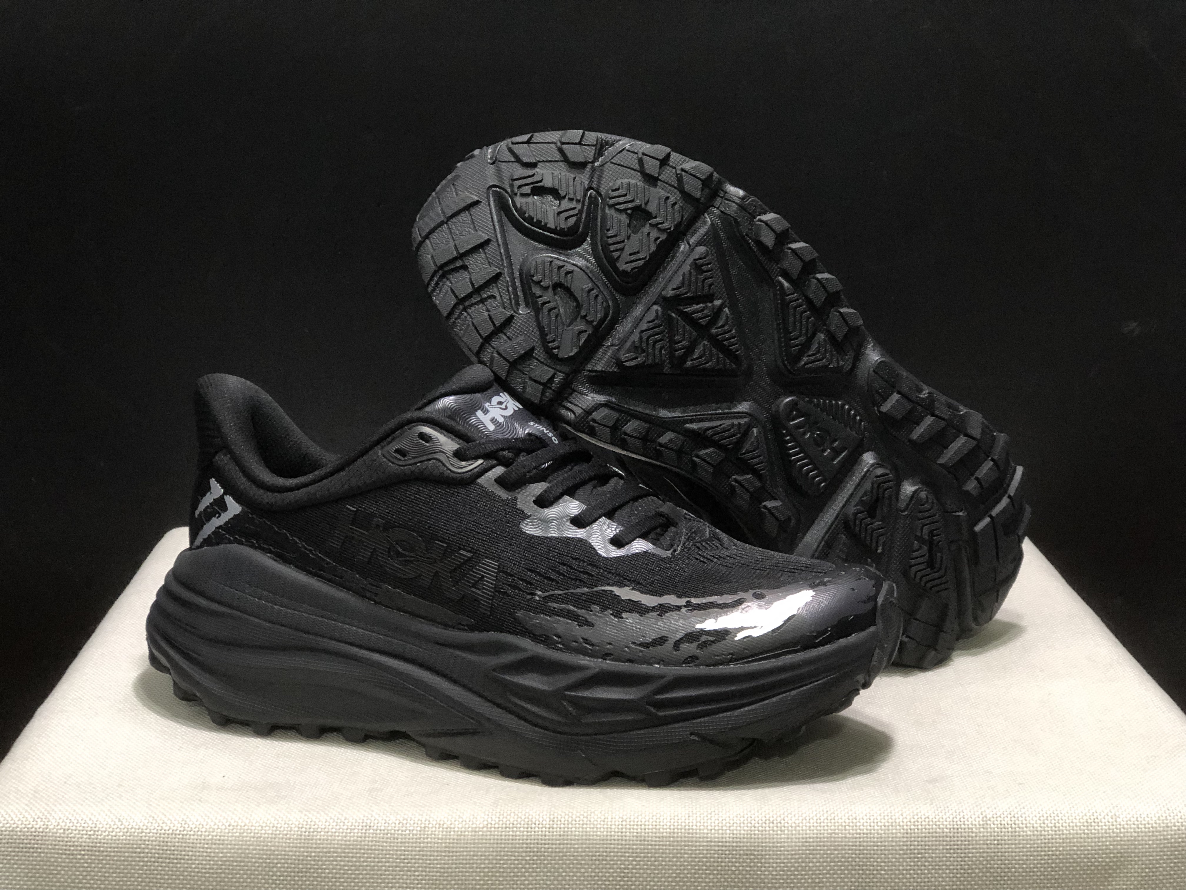 Hoka One One Stinson 7 Comfortable Anti-slip Outdoor Running Shoes Sneakers Black