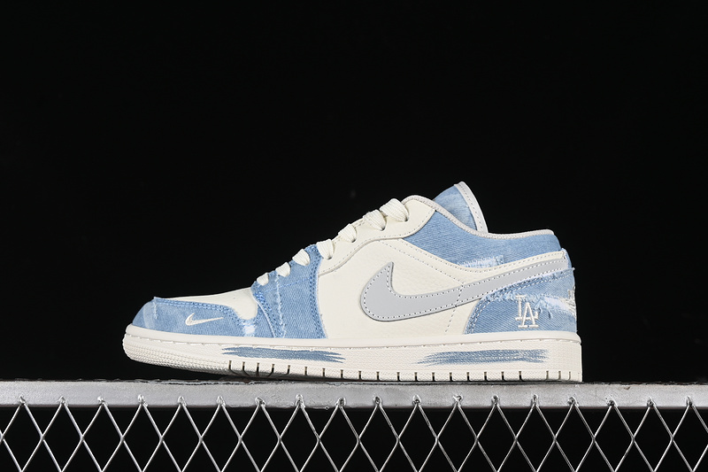 Nike Air Jordan 1 Low MLB White Grey Blue Sneakers