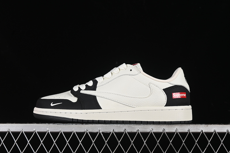 Travis Scott Fragment Design Nike Air Jordan 1 Low OG SP White Black Sneakers