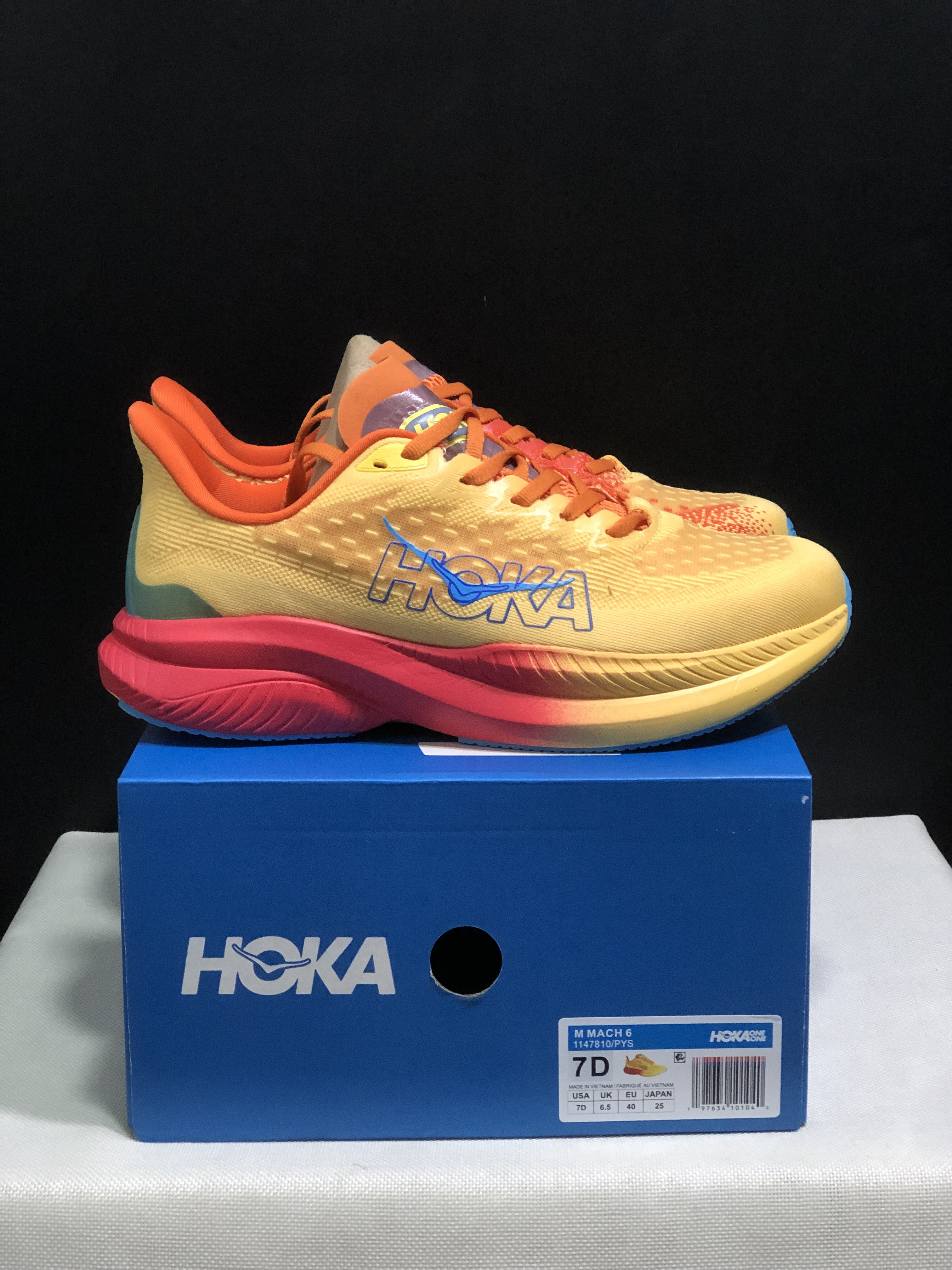 Hoka One One Mach 6 Wear-resistant Breathable Low-top Running Shoes Sneakers Yellow