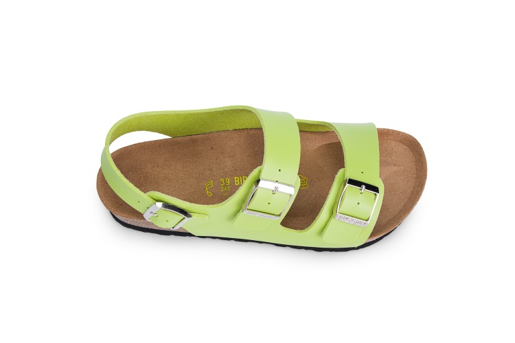 Birkenstock Two-Button Light Green Matte Leather Sandals