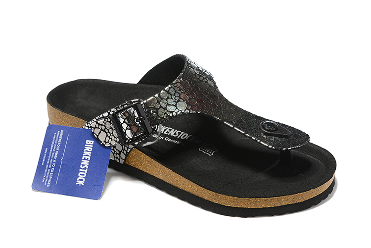 Birkenstock Ferrous Metal Stone Casual Leather Flip Flops