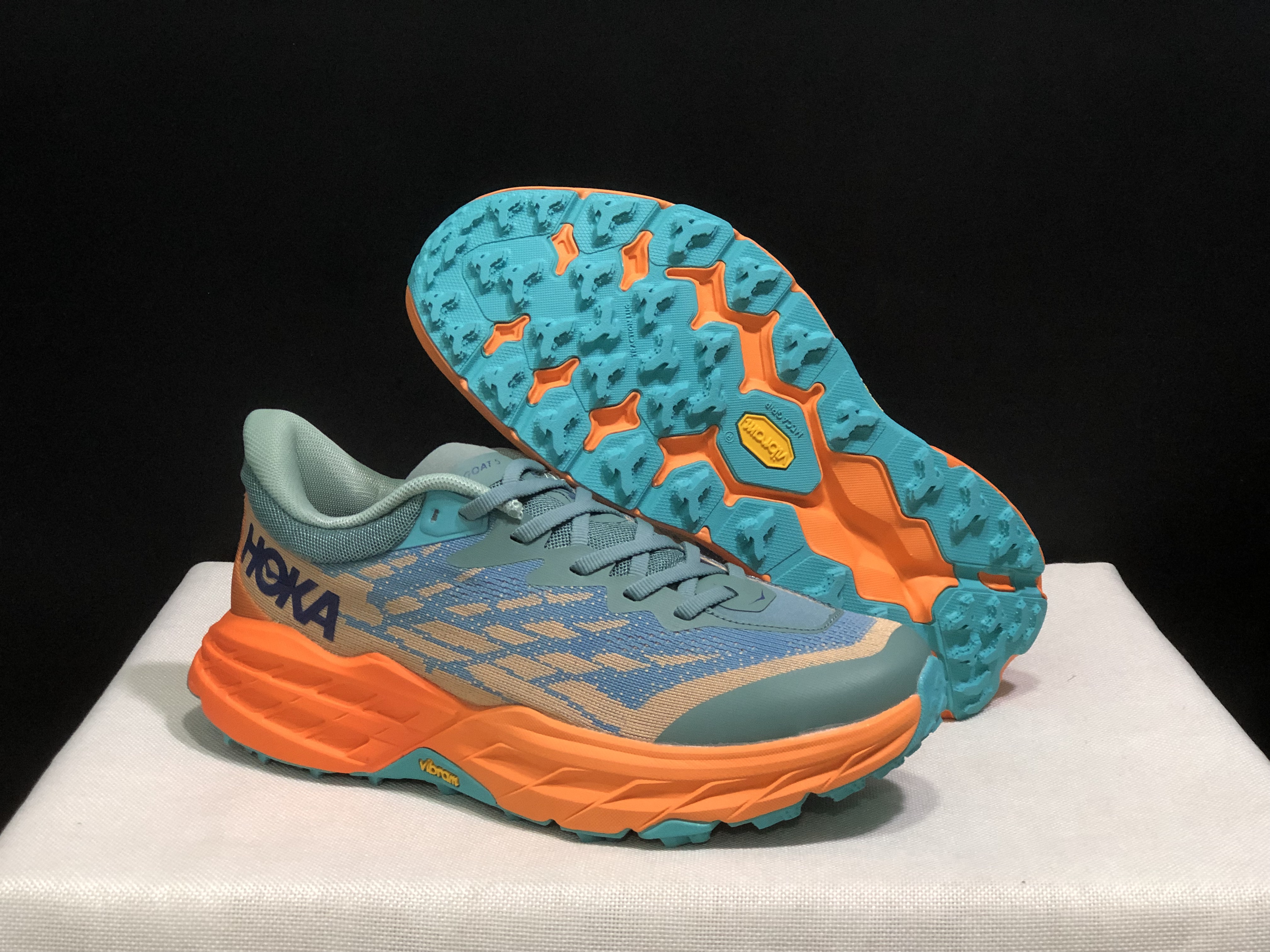 Hoka One One Speedgoat 5 Men's Trail Running Shoes Sneakers Teal/Orange