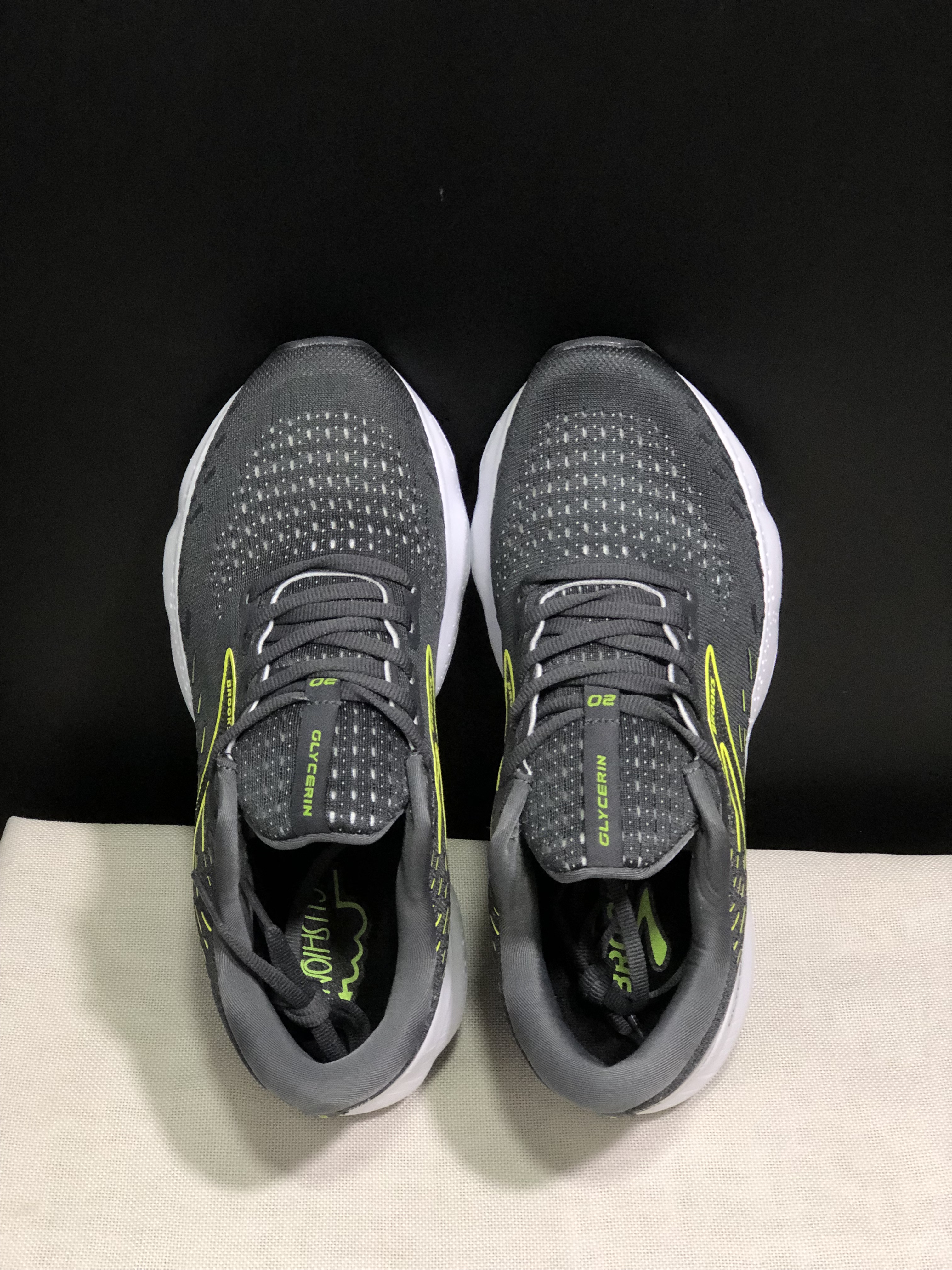 Brooks Glycerin GTS 20 Shock-absorbing Wear-resistant Running Shoes Black/Fluorescent Green