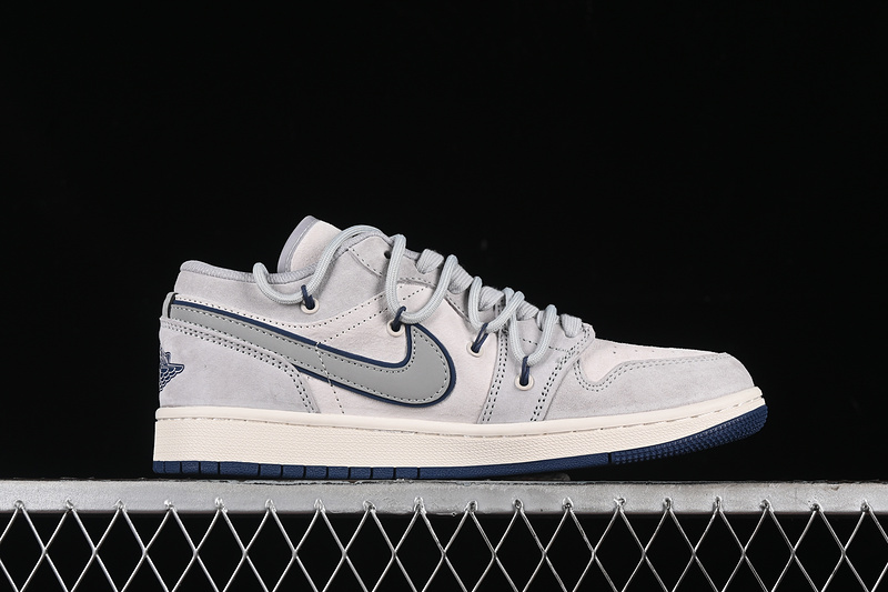 Nike Air Jordan 1 Low BAPE Blue Sole Grey White Sneakers