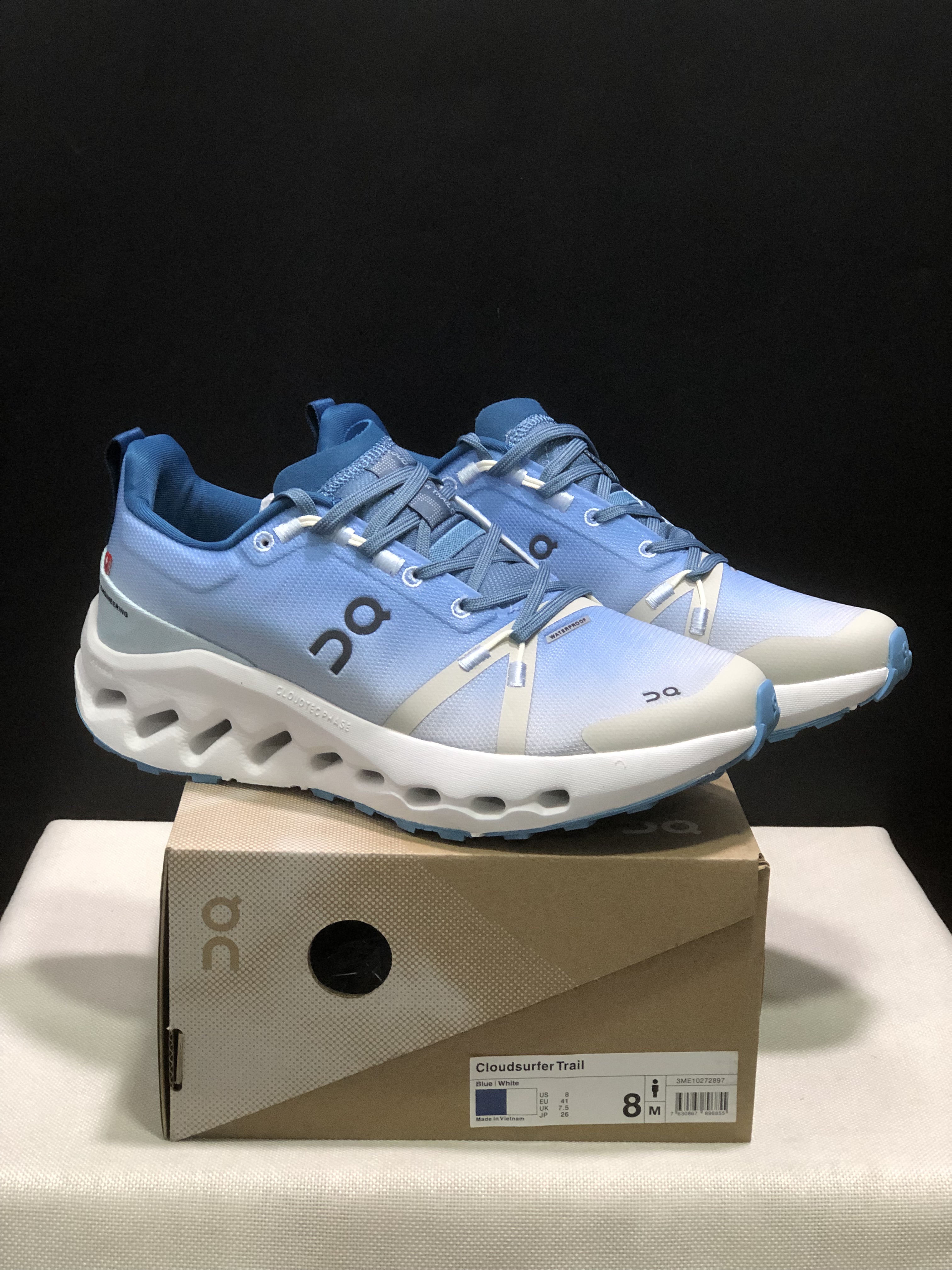 On Running Cloudsurfer Trail Waterproof Comfortable And Breathable Running Shoes Blue/White