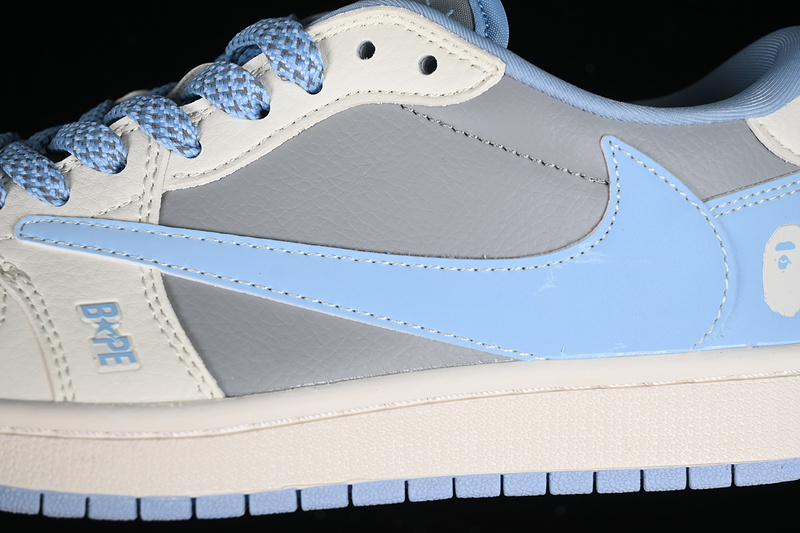 Nike Air Jordan 1 Low Travis Scott Fragment Design BAPE Grey White Blue Sneakers