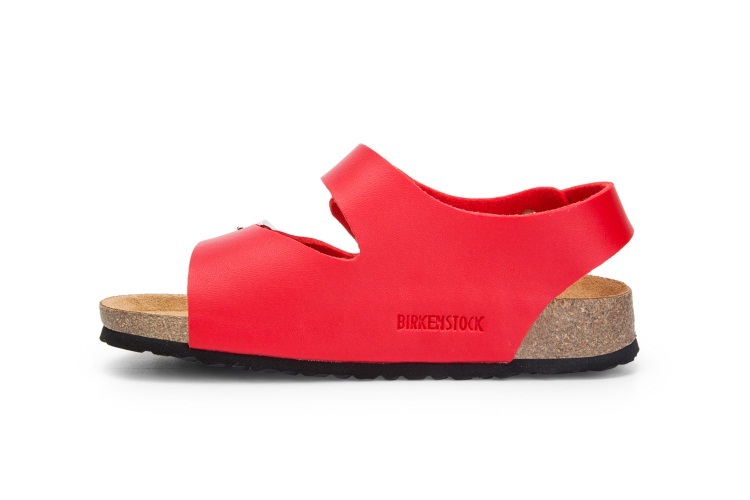 Birkenstock Two-Button Red Matte Leather Sandals