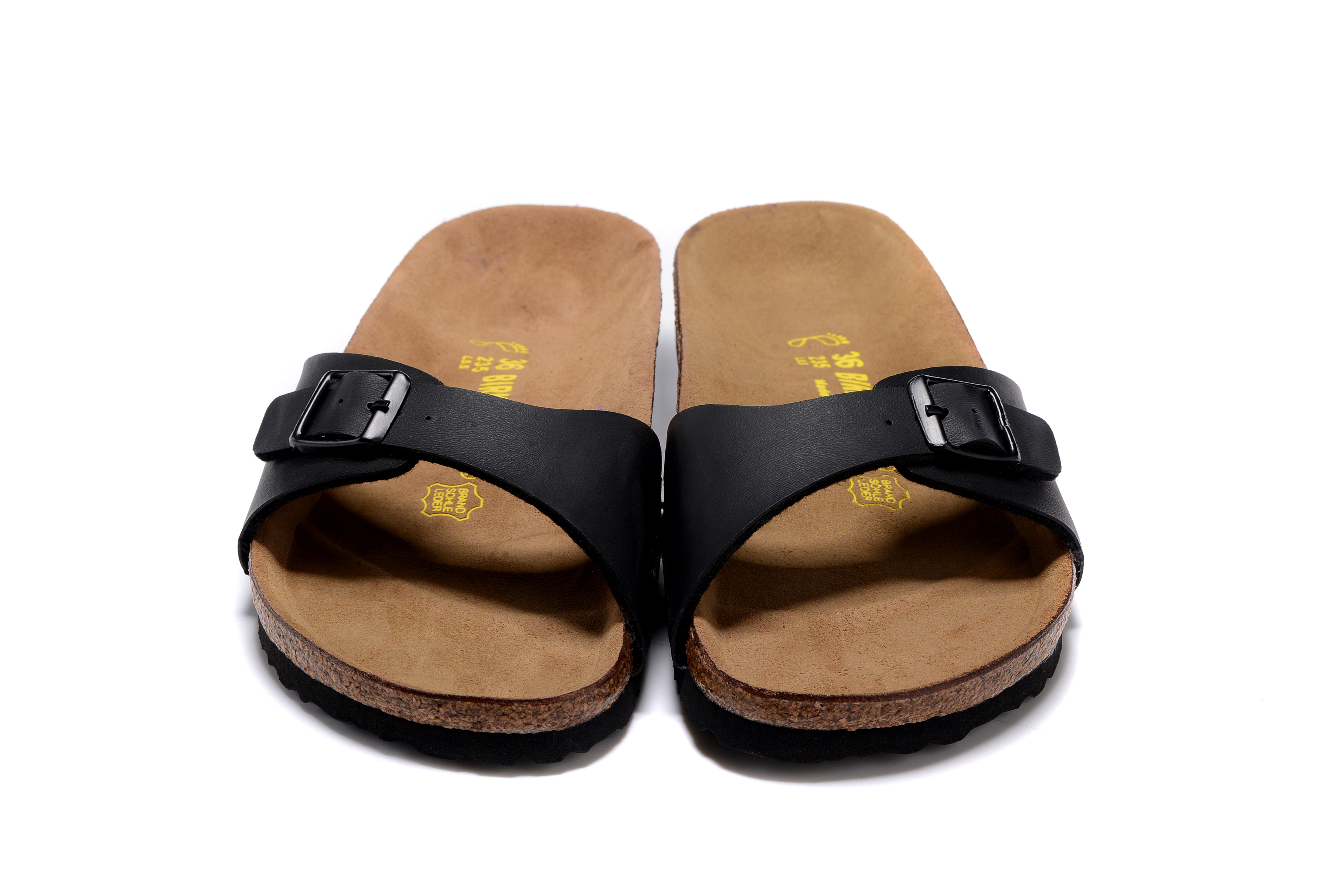 Birkenstock Madrid Black Single Strap Slide Matte Leather Sandals