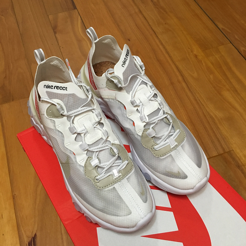 Nike React Element 87 Sail White Light Bone Red Sneakers