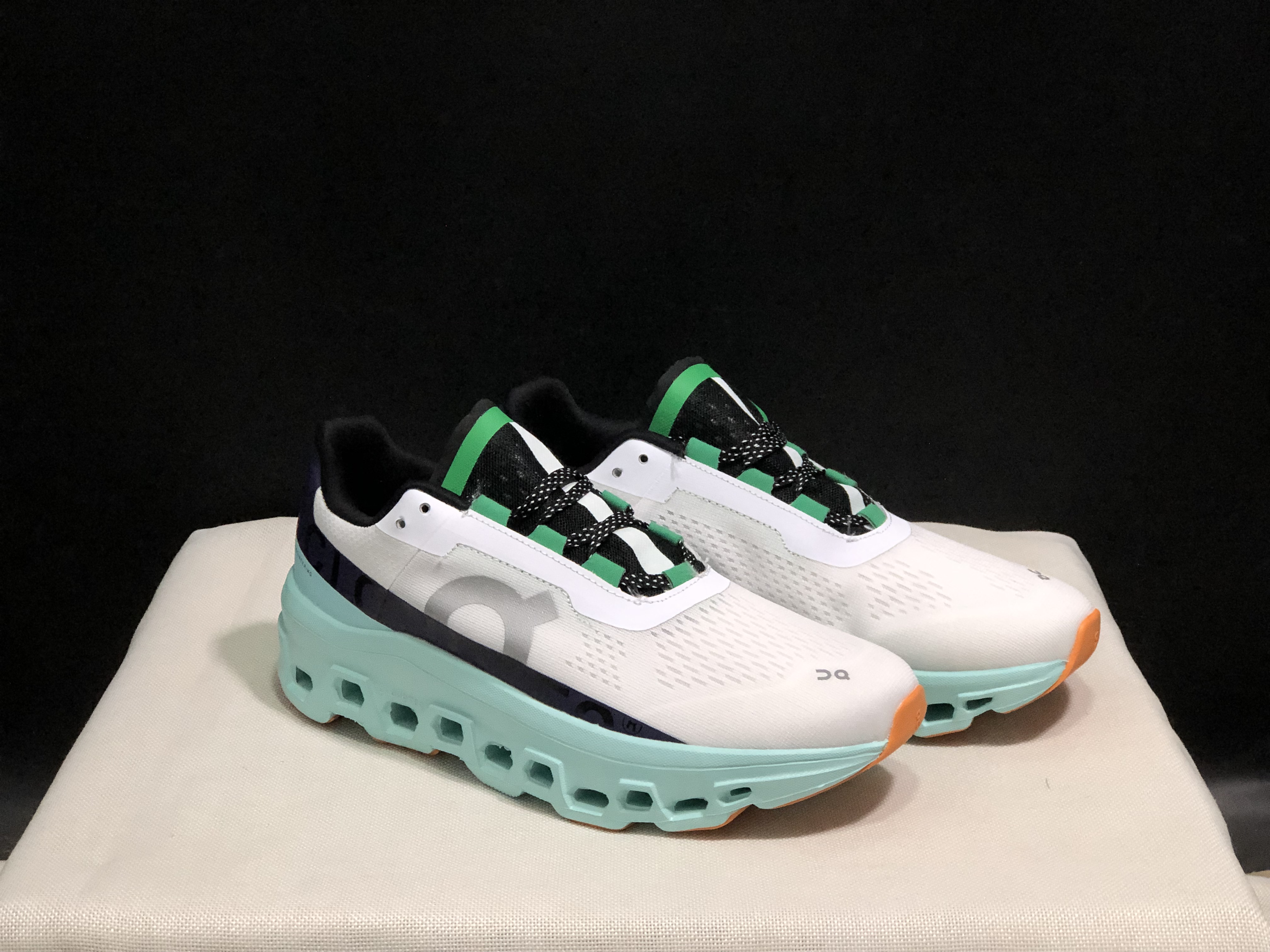 On Running Cloudmonster Anti-Slip Running Shoes White/Tiffany Blue